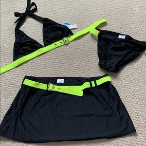 NEW La Vie En Rose 3 piece swimsuit black/green